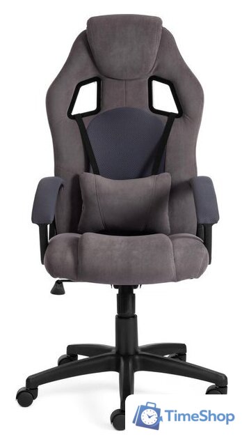 Игровое (геймерское) кресло TetChair Driver (флок/ткань, серый) - Изображение №5 — Интернет-магазин Time-Shop