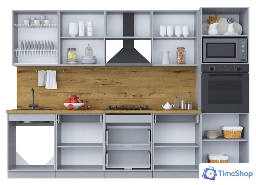 Готовая кухня Интерлиния Мила Шато 3.0В (белый/мята/бискайская сосна) - Изображение №4 — Интернет-магазин Time-Shop