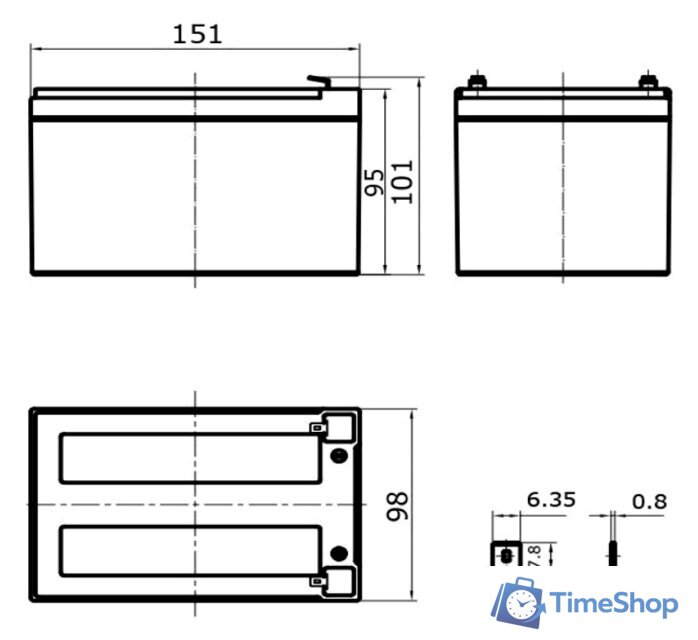 Аккумулятор для ИБП Delta HR 12-51W (12В/12 А·ч) - Изображение №2 — Интернет-магазин Time-Shop