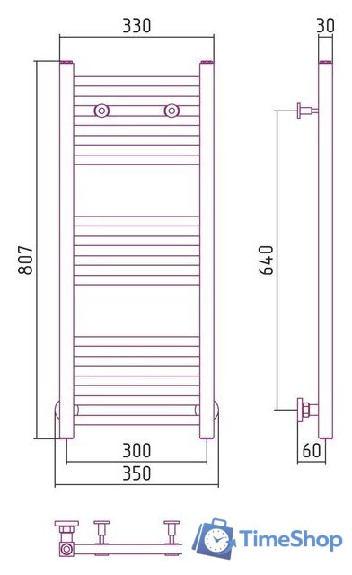Полотенцесушитель Сунержа Модус 800x300 00-0250-8030 - Изображение №3 — Интернет-магазин Time-Shop