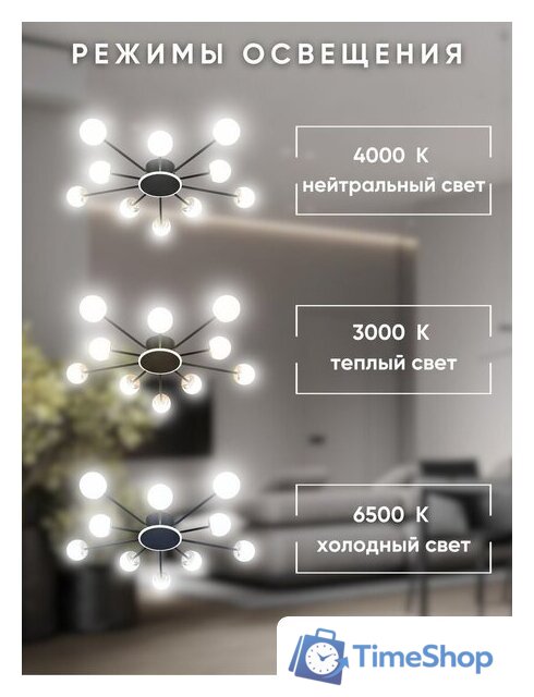 Припотолочная люстра Aitin Pro L73058/10C (черный/хром) - Изображение №8 — Интернет-магазин Time-Shop