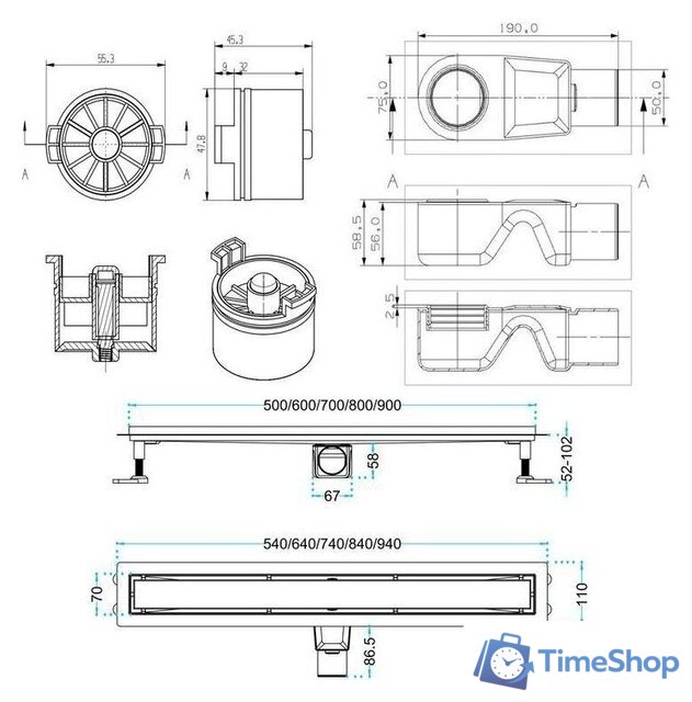Трап/канал Aquabath Line AB010-SS-600 - Изображение №2 — Интернет-магазин Time-Shop