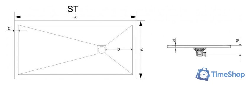 Душевой поддон RGW ST-0168G 160х80 - Изображение №4 — Интернет-магазин Time-Shop