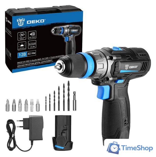 Дрель-шуруповерт Deko DKCD12V PRO 083-1004 (с 2-мя АКБ 1.5Ач, кейс) - Изображение №1 — Интернет-магазин Time-Shop