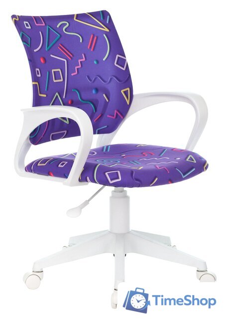 Компьютерное кресло Бюрократ Burokids 1W 1920838 (фиолетовый Sticks 08/пластик белый) - Изображение №1 — Интернет-магазин Time-Shop