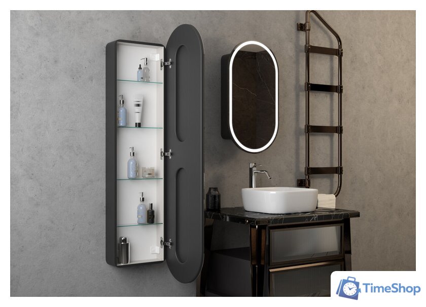  Континент Шкаф с зеркалом Elmage Black Led 45x80 - Изображение №13 — Интернет-магазин Time-Shop