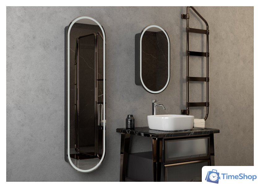  Континент Шкаф с зеркалом Elmage Black Led 45x80 - Изображение №10 — Интернет-магазин Time-Shop