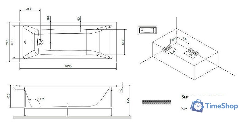 Ванна AM.PM Gem 180x80 W93A-180-080W-A - Изображение №9 — Интернет-магазин Time-Shop