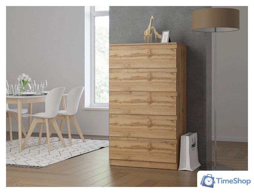 Комод НК-Мебель Stern Т-8 5-я 72676287 (16 мм, дуб вотан) - Изображение №4 — Интернет-магазин Time-Shop