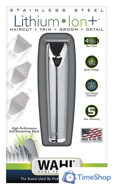Триммер для бороды и усов Wahl Trimmer Stainless Steel Li-Ion [9818-116] - Изображение №5 — Интернет-магазин Time-Shop