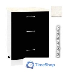 Шкаф напольный Кортекс-мебель Корнелия Лира НШ60р3ш (черный/королевский опал) - Изображение №1 — Интернет-магазин Time-Shop