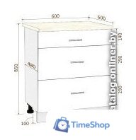 Шкаф напольный Кортекс-мебель Корнелия Лира НШ60р3ш (черный/королевский опал) - Изображение №5 — Интернет-магазин Time-Shop