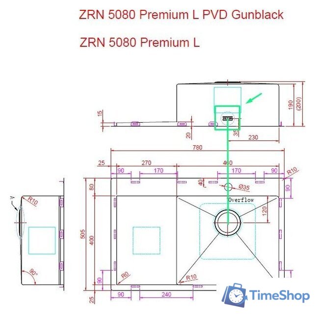 Кухонная мойка ZorG ZRN 5080 Premium L PVD Gunblack - Изображение №11 — Интернет-магазин Time-Shop