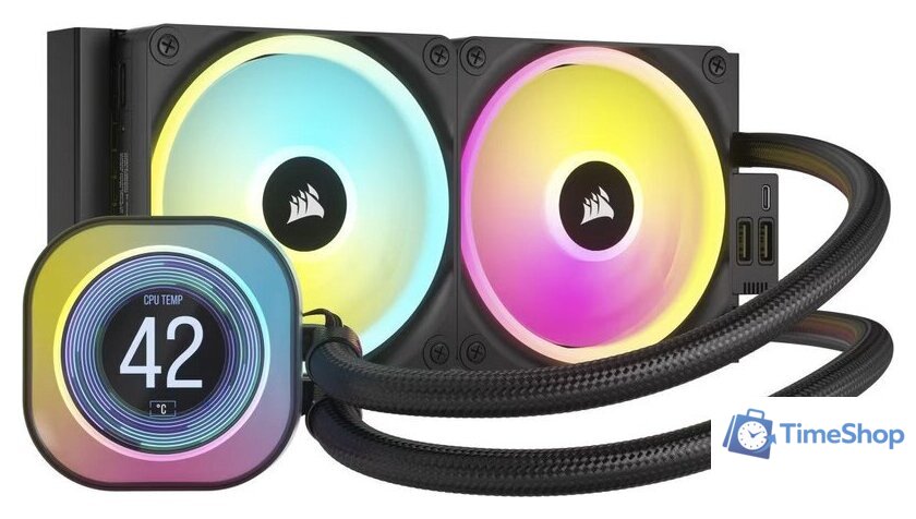 Система жидкостного охлаждения для процессора Corsair iCUE LINK H100i LCD RGB CW-9061007-WW - Изображение №1 — Интернет-магазин Time-Shop