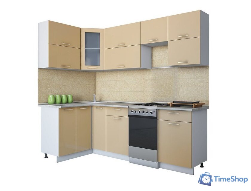 Готовая кухня Интерлиния Мила Gloss 50-12x24 (капучино глянец) - Изображение №1 — Интернет-магазин Time-Shop