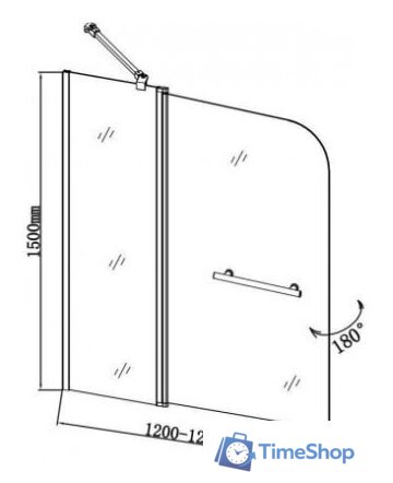 Стеклянная шторка для ванны Aquanet SG-1200 150x120 (прозрачное стекло) - Изображение №2 — Интернет-магазин Time-Shop
