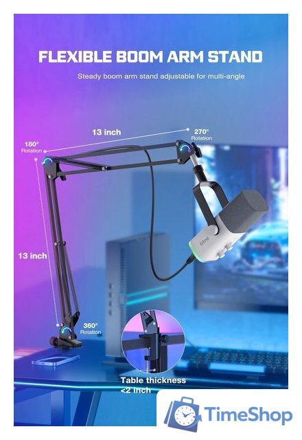 Проводной микрофон FIFINE AM8T (белый) - Изображение №10 — Интернет-магазин Time-Shop