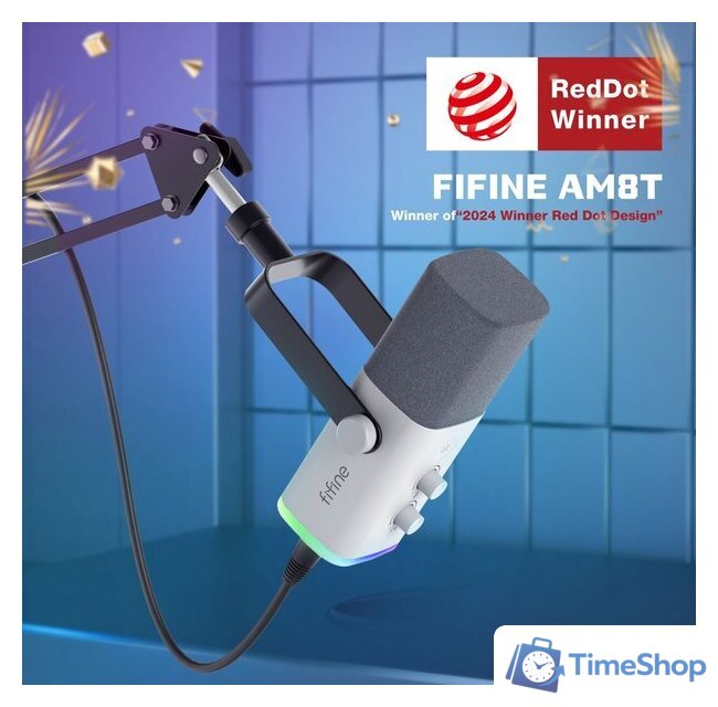 Проводной микрофон FIFINE AM8T (белый) - Изображение №2 — Интернет-магазин Time-Shop