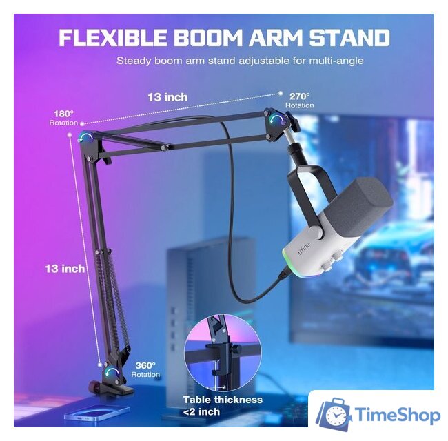 Проводной микрофон FIFINE AM8T (белый) - Изображение №5 — Интернет-магазин Time-Shop
