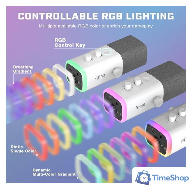 Проводной микрофон FIFINE AM8T (белый) - Изображение №6 — Интернет-магазин Time-Shop