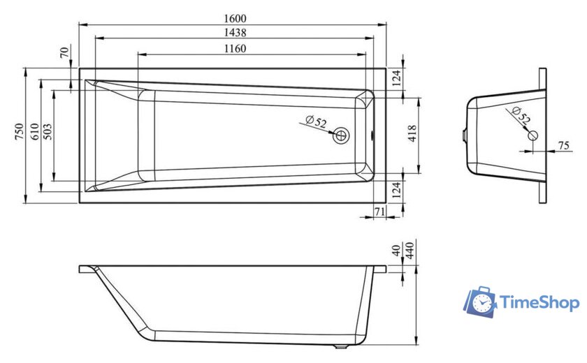 Ванна Lavinia Boho Rock 160x75 37070060 - Изображение №3 — Интернет-магазин Time-Shop