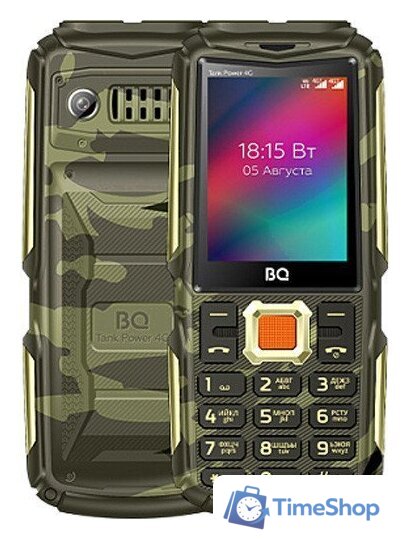 Кнопочный телефон BQ BQ-2410L Tank Power 4G (золотистый камуфляж) - Изображение №1 — Интернет-магазин Time-Shop