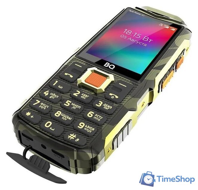 Кнопочный телефон BQ BQ-2410L Tank Power 4G (золотистый камуфляж) - Изображение №3 — Интернет-магазин Time-Shop