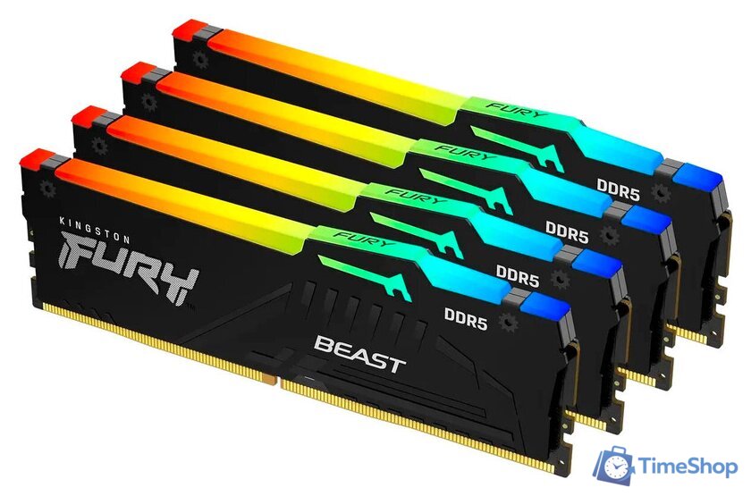 Оперативная память Kingston FURY Beast RGB 4x16ГБ DDR5 6000 МГц KF560C40BBAK4-64 - Изображение №1 — Интернет-магазин Time-Shop