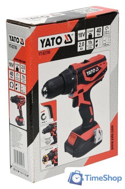 Дрель-шуруповерт Yato YT-82780 (с 1-им АКБ, кейс) - Изображение №4 — Интернет-магазин Time-Shop