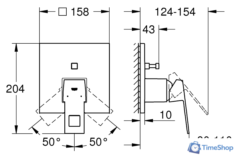 Смеситель Grohe Eurocube 24062000 - Изображение №3 — Интернет-магазин Time-Shop
