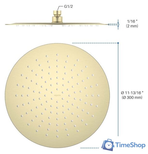 Верхний душ Aquatek AQ2075BG (золото) - Изображение №8 — Интернет-магазин Time-Shop