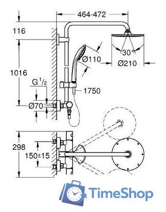 Душевая система  Grohe Euphoria XXL System 210 [27964 000] - Изображение №2 — Интернет-магазин Time-Shop