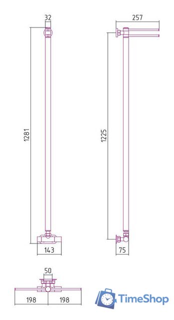 Полотенцесушитель Сунержа Лайк EU50 1200х50 30-0213-1200 - Изображение №3 — Интернет-магазин Time-Shop