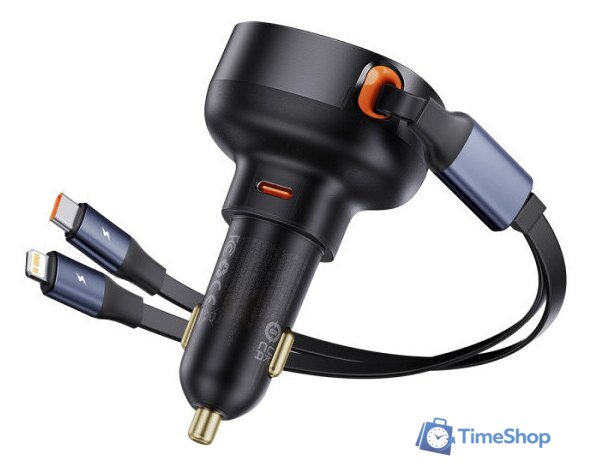 Автомобильное зарядное Baseus Enjoyment Pro 2-in-1 Car Charger C+L 60W C00057802111-00 - Изображение №1 — Интернет-магазин Time-Shop