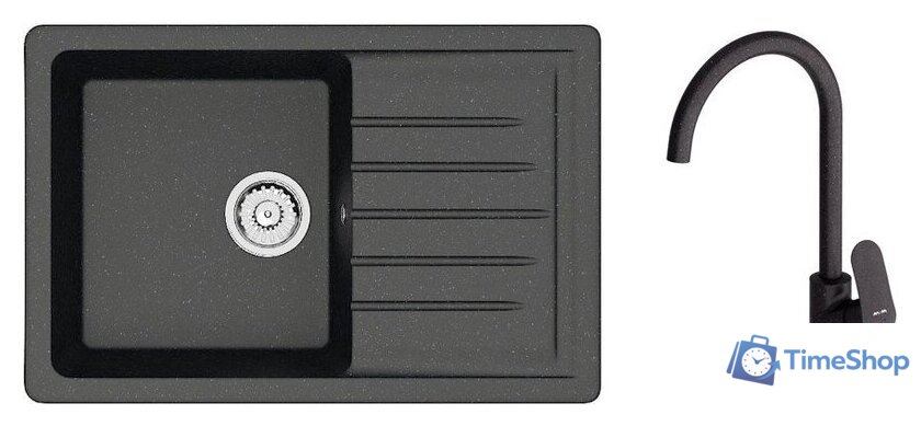 Кухонная мойка Berge BR-7602 + Like F8007122 (черный) - Изображение №1 — Интернет-магазин Time-Shop