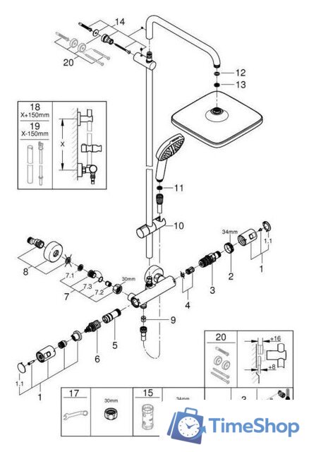 Душевая система  Grohe Vitalio Comfort 250 26696001 - Изображение №6 — Интернет-магазин Time-Shop