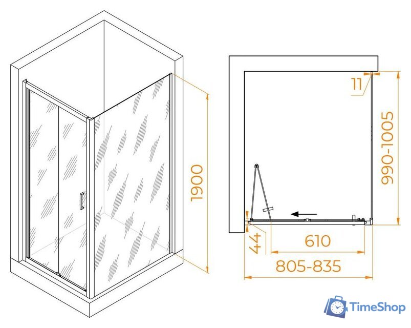 Душевой уголок RGW PA-142B (PA-21B + Z-050-5B) 060814280-14 - Изображение №8 — Интернет-магазин Time-Shop