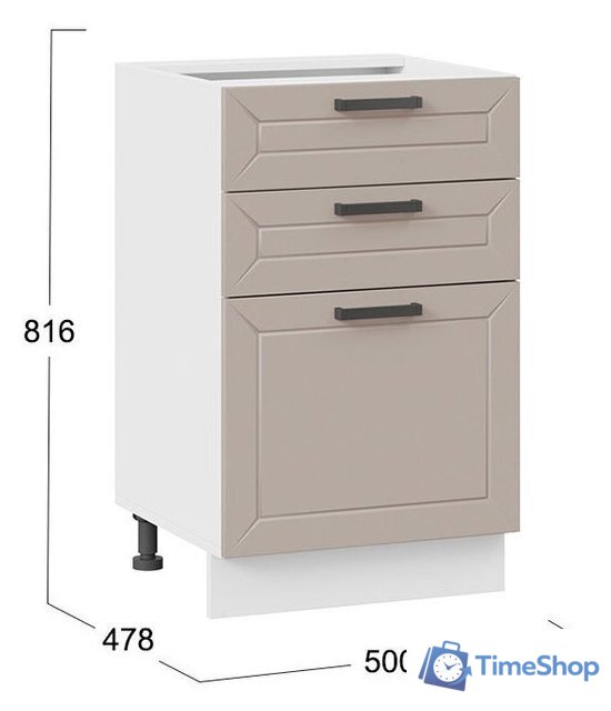 Шкаф напольный Трия Лорас 1Н5Я3 (белый/холст латте) - Изображение №3 — Интернет-магазин Time-Shop