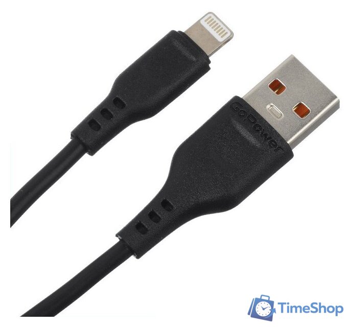 Кабель GoPower 00-00018568 USB Type-A - Lightning (1 м, черный) - Изображение №1 — Интернет-магазин Time-Shop