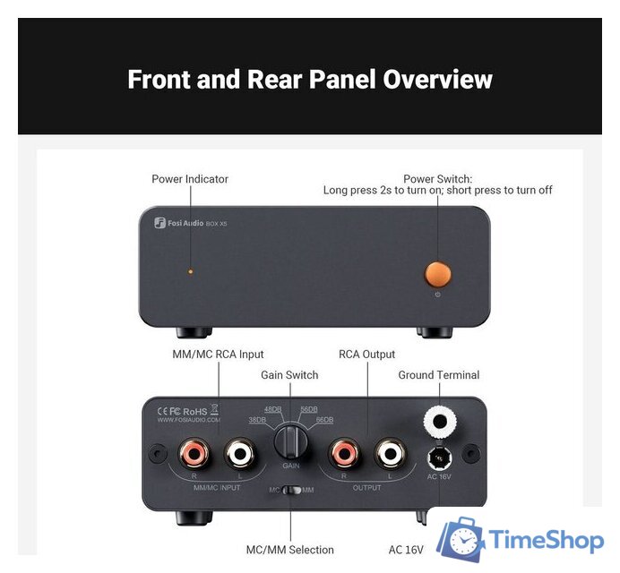 MM/MC фонокорректор Fosi Audio Box X5 - Изображение №2 — Интернет-магазин Time-Shop