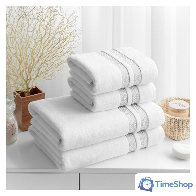 Набор полотенец Verossa МХ50 Reticolo 08 НПК044 752382 (белый) - Изображение №1 — Интернет-магазин Time-Shop
