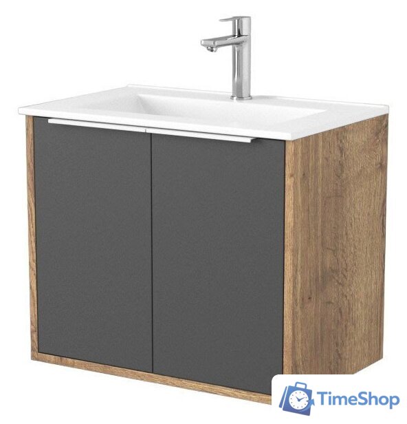  Дабер Тумба под умывальник 018 60 Т18.6.0.22Б (дуб галифакс/серый/ручка белая) - Изображение №1 — Интернет-магазин Time-Shop