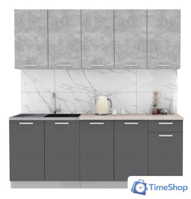 Готовая кухня Интерлиния Мила Лайт 2.0 (бетон-антрацит-травертин) - Изображение №1 — Интернет-магазин Time-Shop