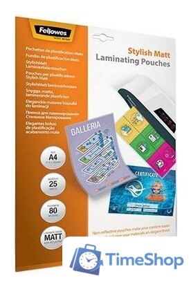 Пленка для ламинирования Fellowes Stylish Matt Laminating Pouches А4, 80 мкм, 25 л - Изображение №1 — Интернет-магазин Time-Shop