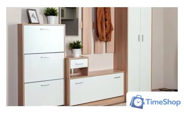 Стенка Империал Интер в прихожую (дуб сонома/белый) - Изображение №5 — Интернет-магазин Time-Shop