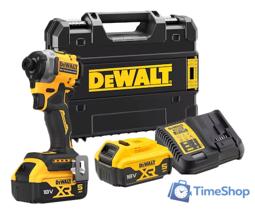 Винтоверт DeWalt DCF850P2T (с 2-мя АКБ 5 Ач, кейс) - Изображение №1 — Интернет-магазин Time-Shop