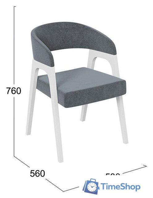 Стул с подлокотниками Трия Техас (графит №219 Велюр Jercy graphite/белый матовый) - Изображение №4 — Интернет-магазин Time-Shop