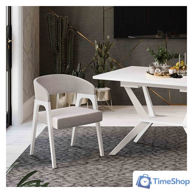 Стул с подлокотниками Трия Техас (графит №219 Велюр Jercy graphite/белый матовый) - Изображение №2 — Интернет-магазин Time-Shop