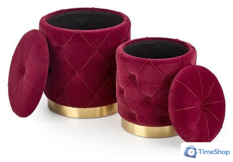 Пуфик Halmar Комплект POLLY 2 шт бордовый/золотой - Изображение №2 — Интернет-магазин Time-Shop