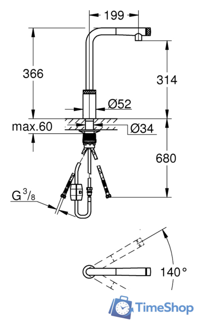 Смеситель Grohe Minta Smartcontrol 31613A00 (темный графит) - Изображение №4 — Интернет-магазин Time-Shop